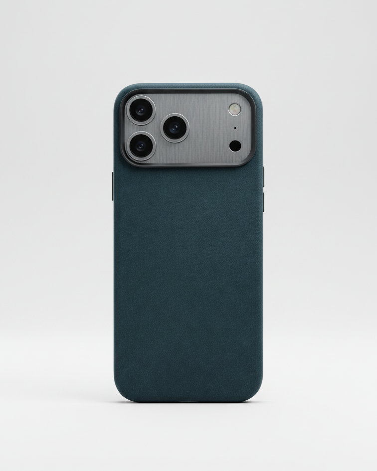 iPhone 17 Pro Full Leather Cover in navy Crazy Horse leather with precise cutouts for camera and buttons
