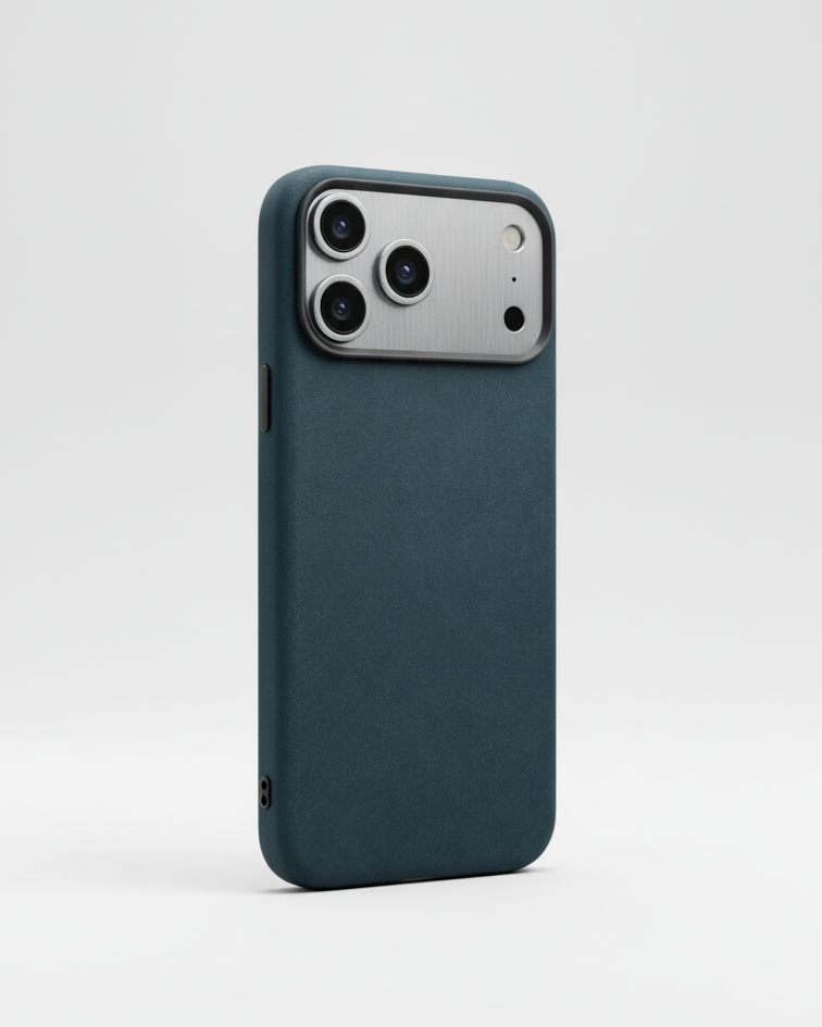 iPhone 17 Pro Full Leather Cover in navy Crazy Horse leather with precise camera cutouts and slim design