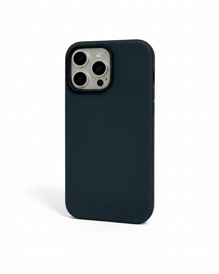 iPhone 17 Pro Hybrid Leather Cover in navy with Crazy Horse leather material and MagSafe compatibility