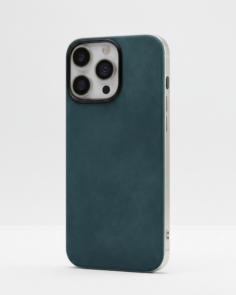iPhone 16 Pro with MagSafe in navy Crazy Horse leather for a sleek, modern look