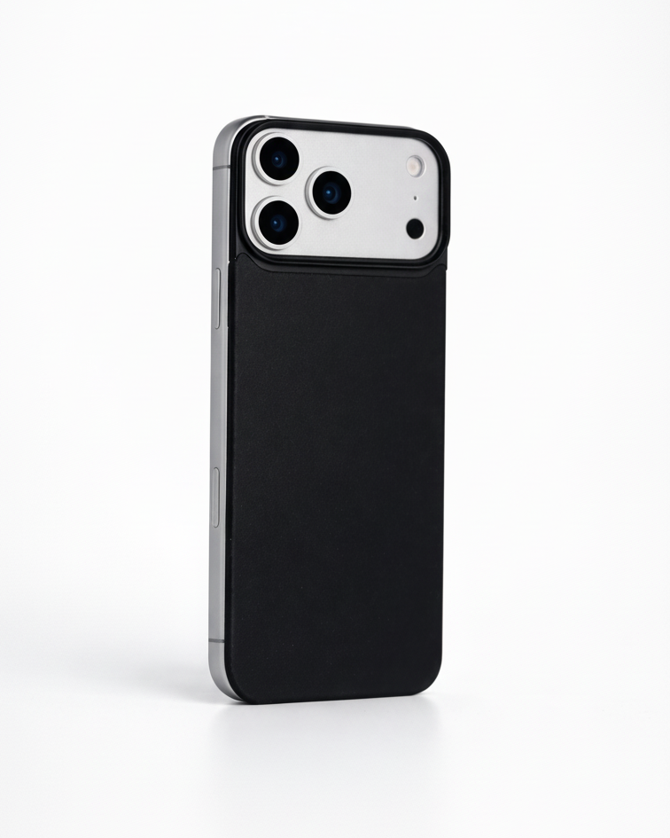 iPhone 17 Pro Magnetic Leather Back in black Crazy Horse leather with MagSafe compatibility