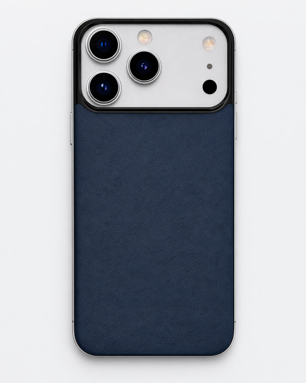 iPhone 17 Pro case in navy Crazy Horse leather with magnetic back for secure attachment