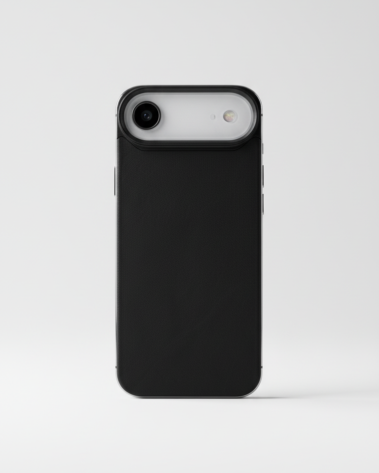 iPhone Air – Magnetic Leather Back in black made from Crazy Horse leather with a sleek design