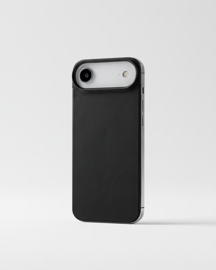 iPhone Air – Magnetic Leather Back in black Crazy Horse leather with MagSafe compatibility