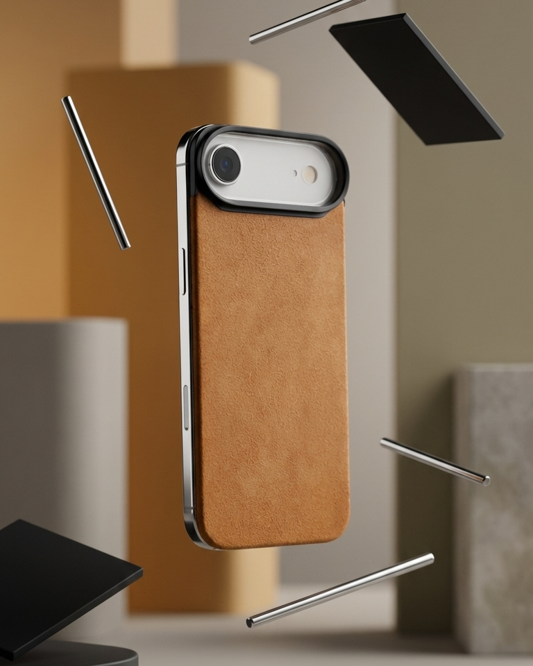 iPhone Air Magnetic Leather Back case in tan Crazy Horse leather with a sleek design and magnetic features.