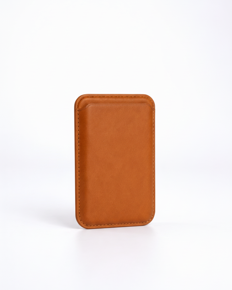 MagSafe Leather Wallet in tan Crazy Horse leather with a sleek design for iPhone models