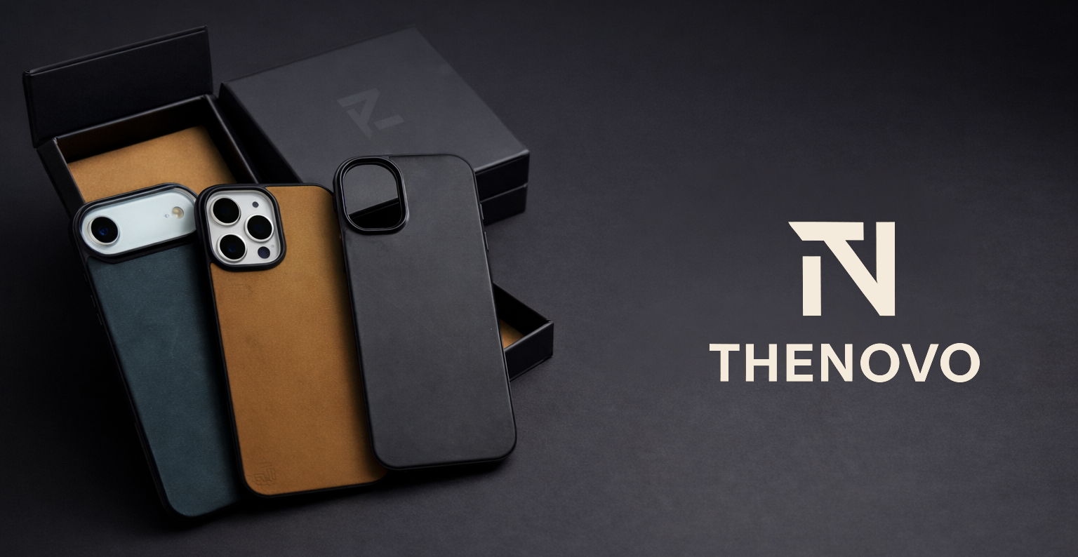 Three phone cases in Crazy Horse leather, including options for MagSafe, displayed in a black box.