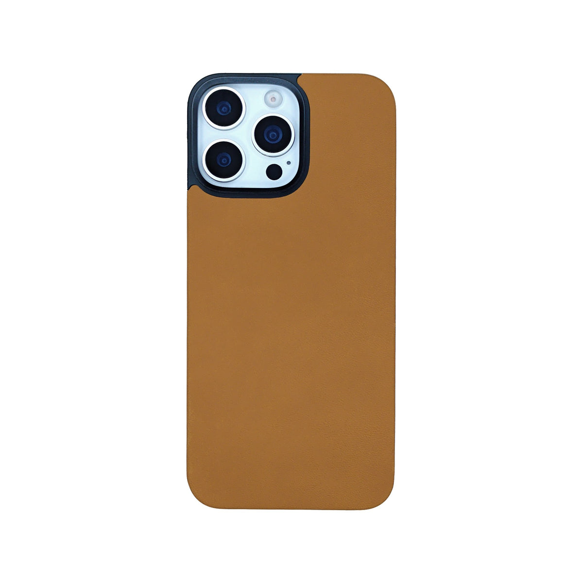 Tan Crazy Horse magnetic leather back for iPhone 16 Pro Max and 16 Pro, on a white background