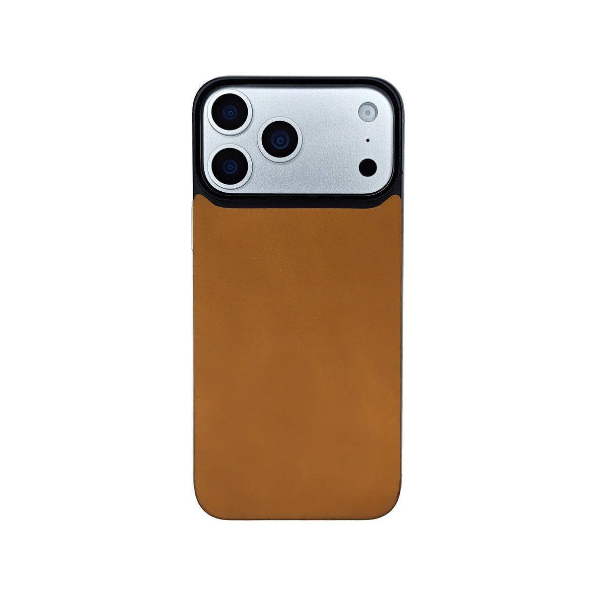 Tan Crazy Horse magnetic leather back for iPhone 17 Pro Max, 17 Pro, 18 Pro Max and 18 Pro, on a white background
