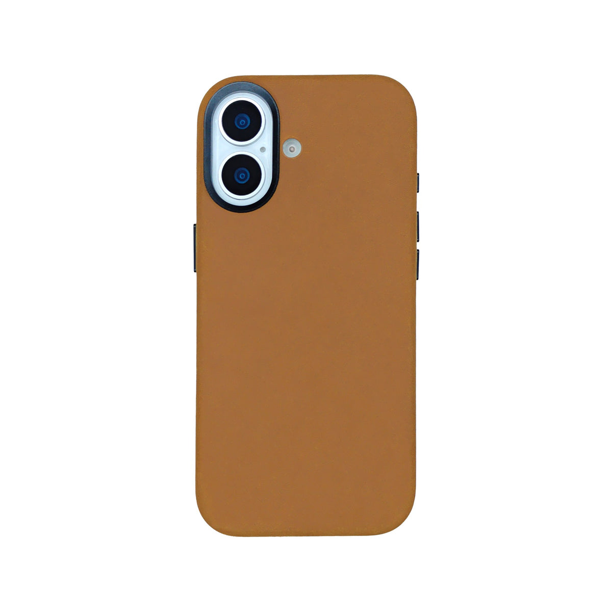 Tan Crazy Horse full leather cover for iPhone 17 and 16, on a white background