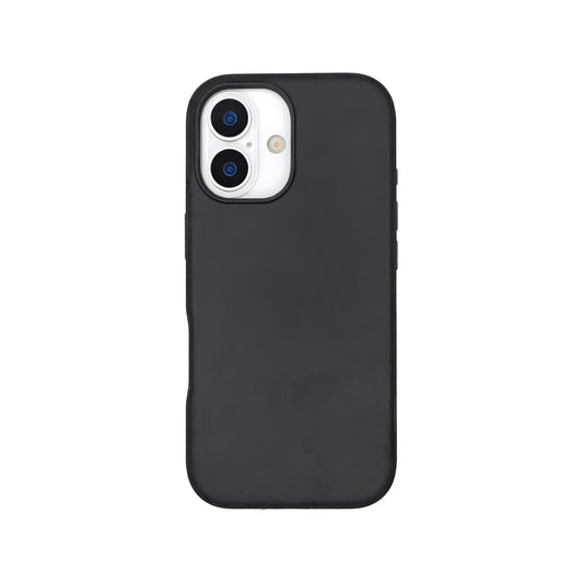 Black Crazy Horse hybrid leather cover for iPhone 17 and 16, on a white background