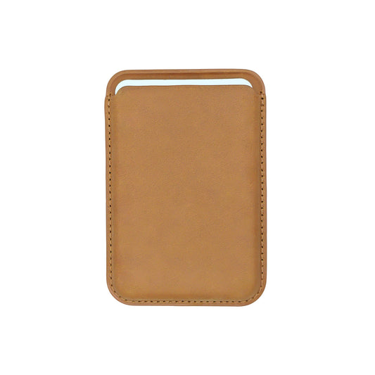Tan Crazy Horse MagSafe leather wallet, on a white background
