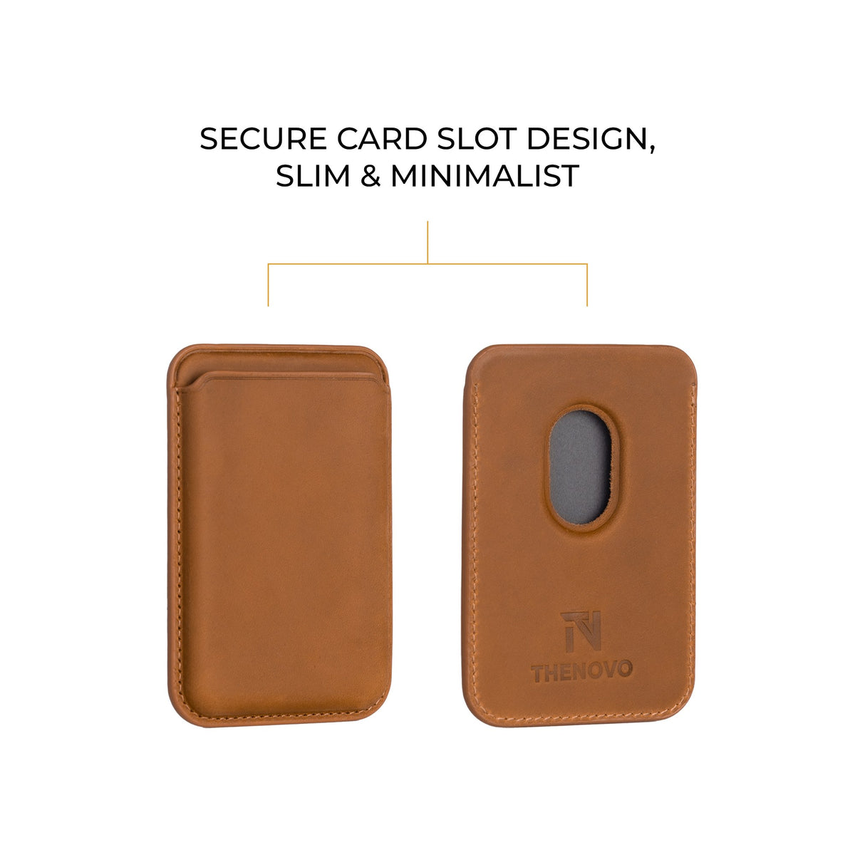 Tan Crazy Horse MagSafe leather wallet, detail view