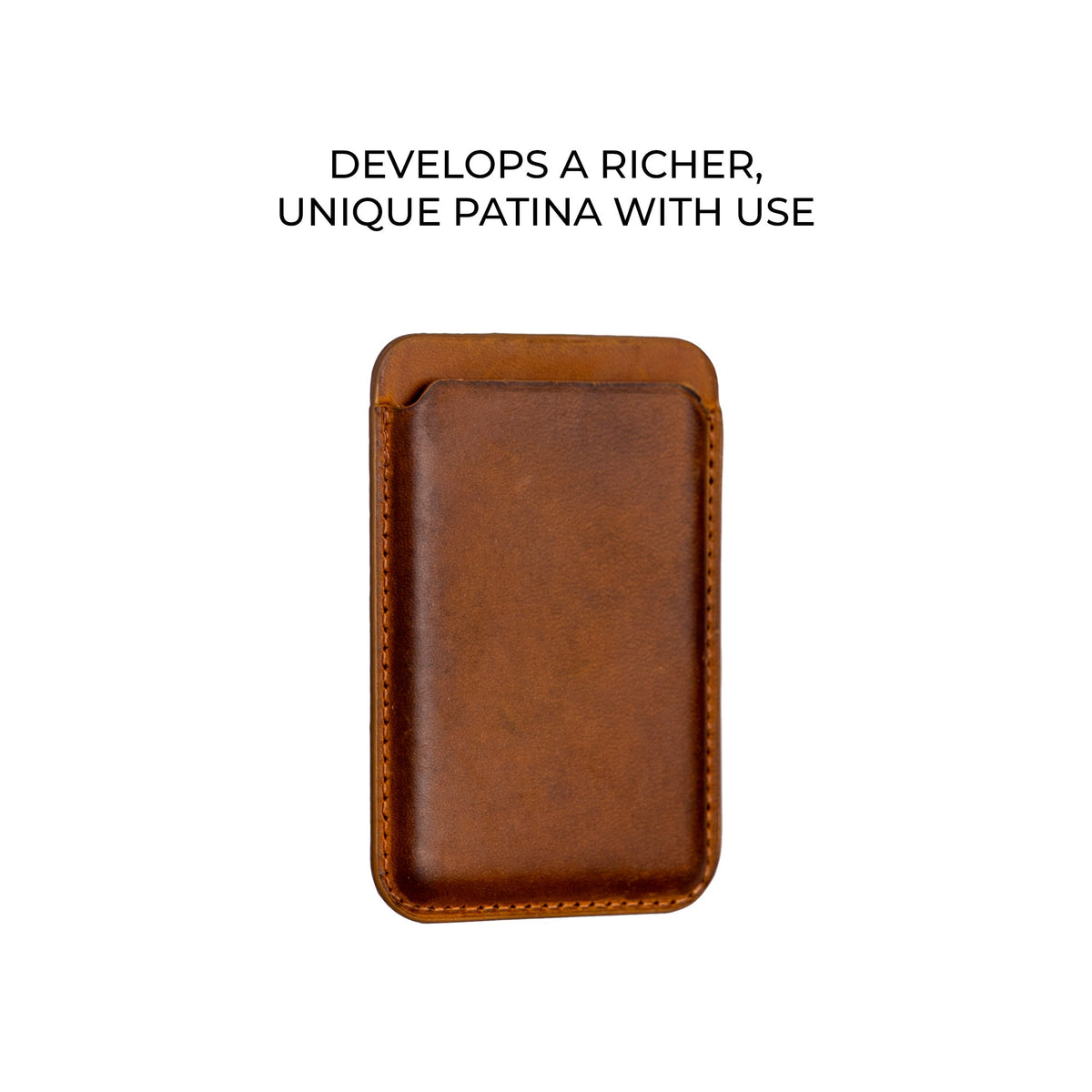 Tan Crazy Horse MagSafe leather wallet, detail view